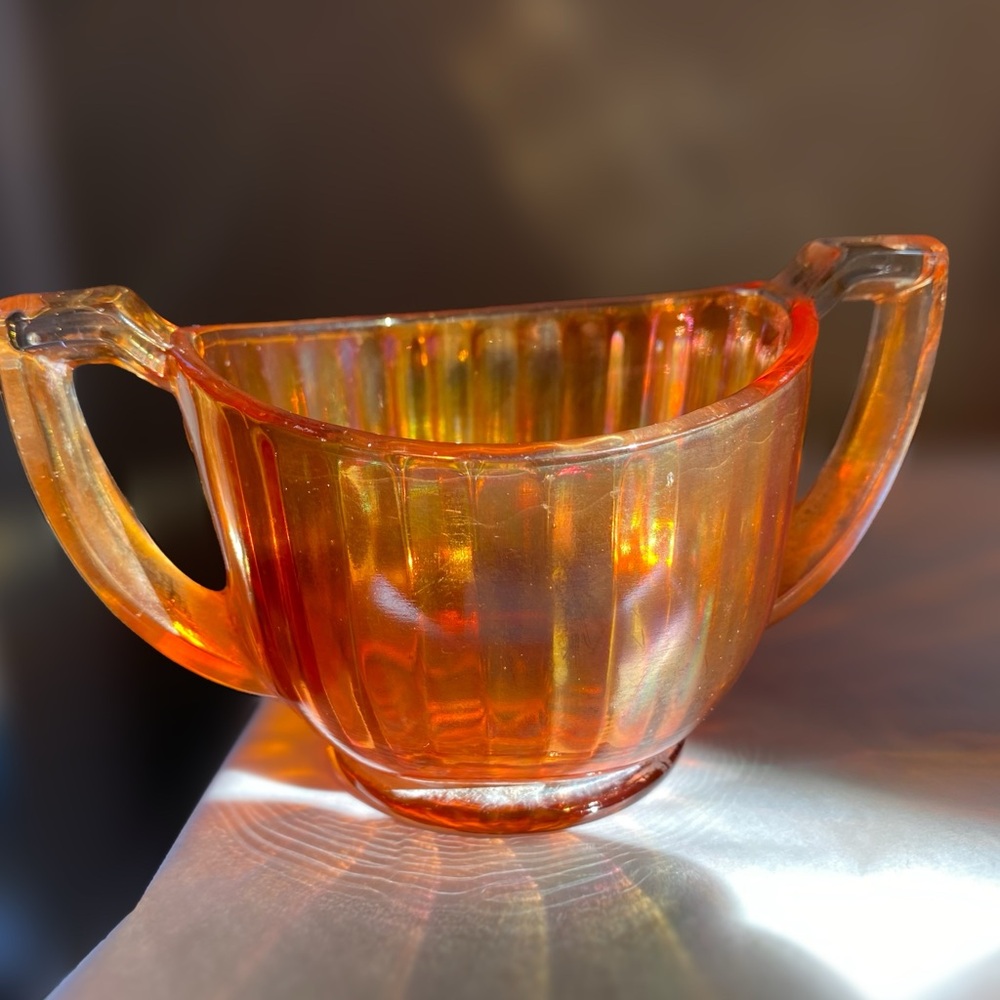 Carnival Glass - Amber Sugar Bowl